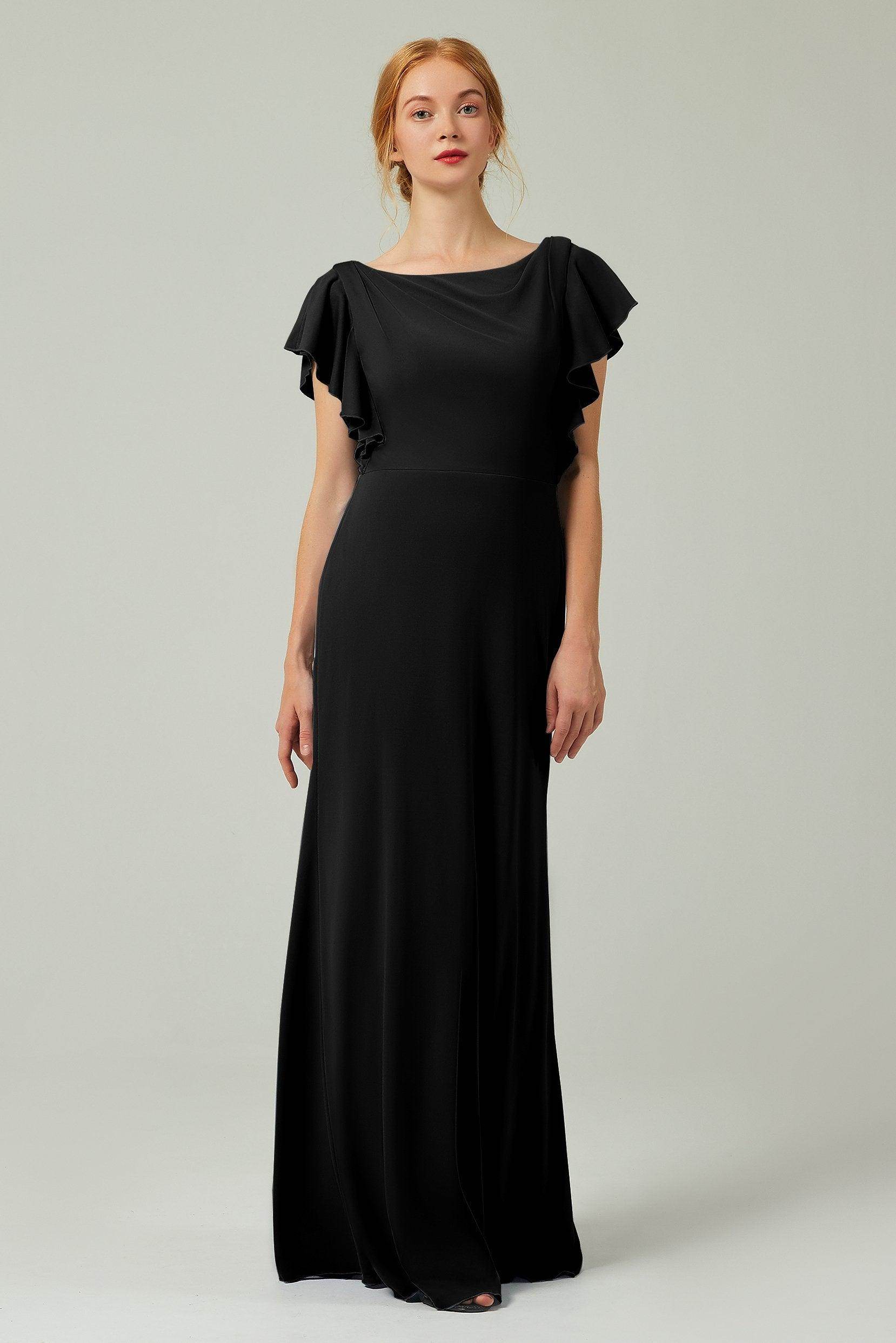 Sheath-Column Floor Length Chiffon Bridesmaid Dress Formal Dresses CB0357 - COCOMELODY